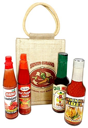 Cuban hot sauce gift bag.